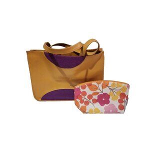 CLINIQUE Vintage Promotional Tote Bag 2 Handles PVC Gold Purple GUC & Purse